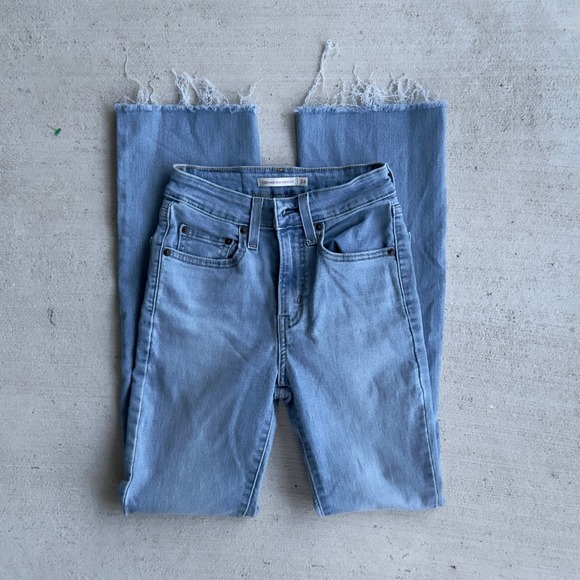 Levi's Denim - Levi's 725 High Rise Bootcut Women's Size 24 Light Wash Denim Raw Hem Western